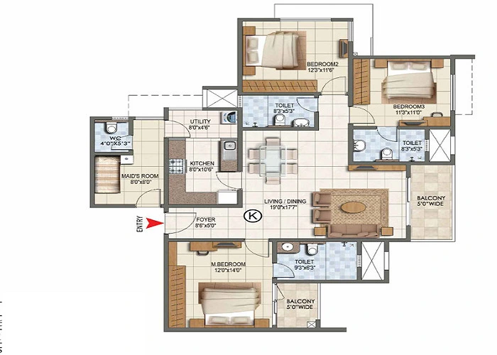 Featured Image of Godrej Regal Pavilion 4 BHK Apartment Floor Plan