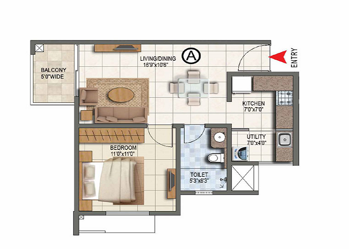 Godrej Regal Pavilion 2 BHK Floor Plan